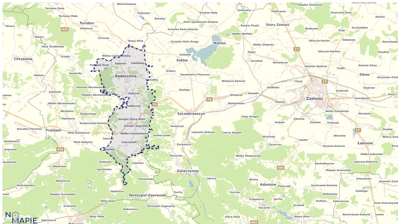Mapa obszarów ochrony przyrody Radecznicy